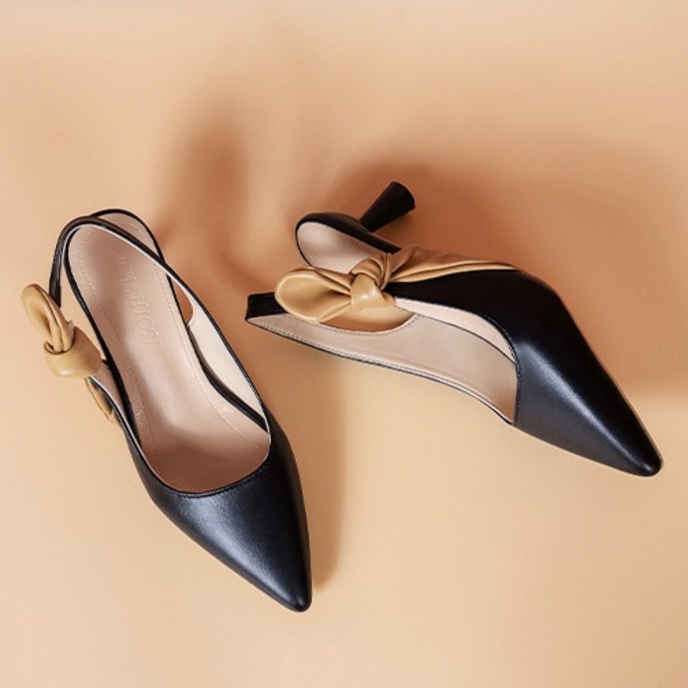 バイカラーバックストラップリボンパンプス|オフィスカジュアル レディース 通販【ミレジェネ】