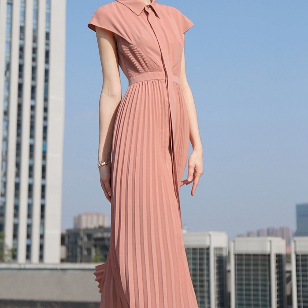 シャツ切り替えデザインプリーツワンピース|オフィスカジュアル レディース 通販【ミレジェネ】