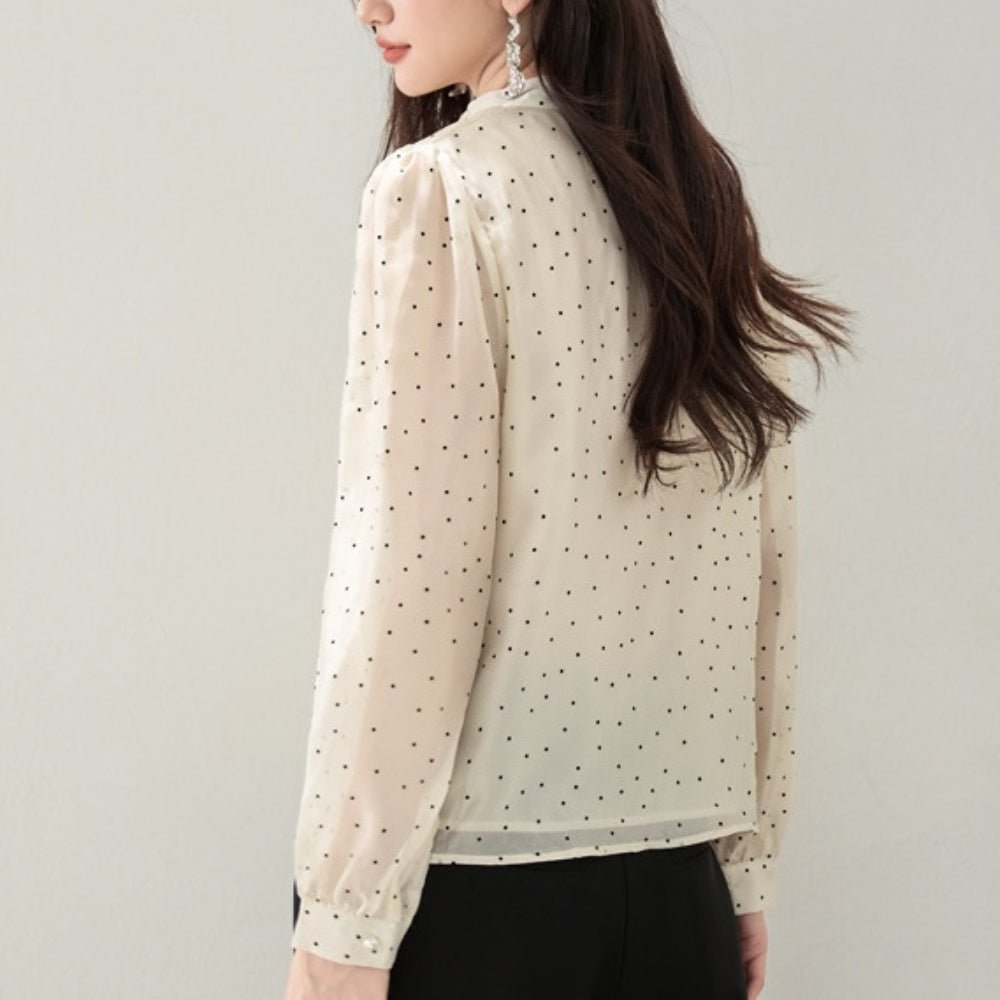 ドット柄リボンブラウス|オフィスカジュアル レディース 通販【ミレジェネ】