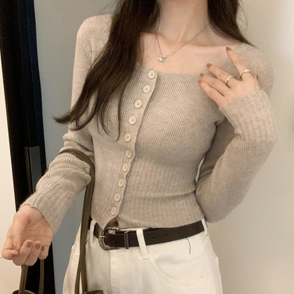 ベーシックスクエアネックカーディガン|オフィスカジュアル レディース 通販【ミレジェネ】