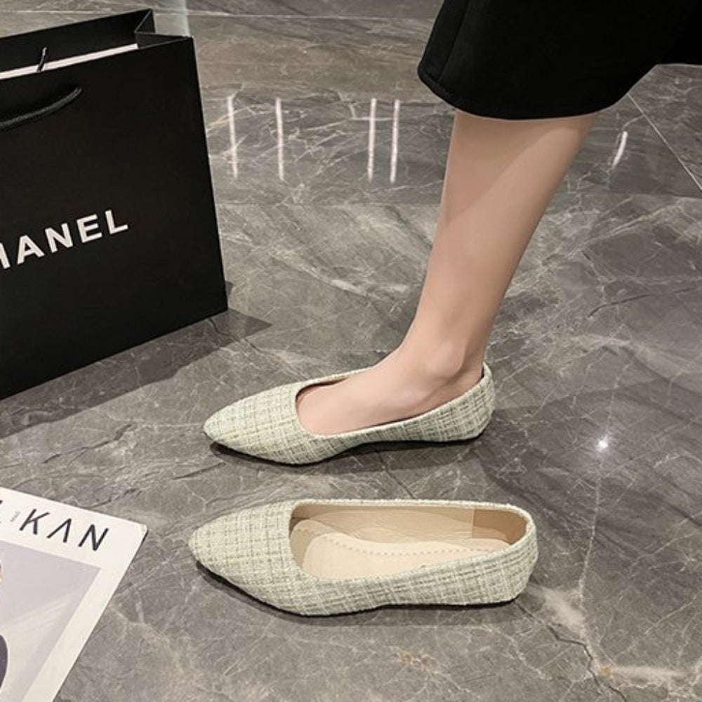 シンプルツイードフラットパンプス|オフィスカジュアル レディース 通販【ミレジェネ】