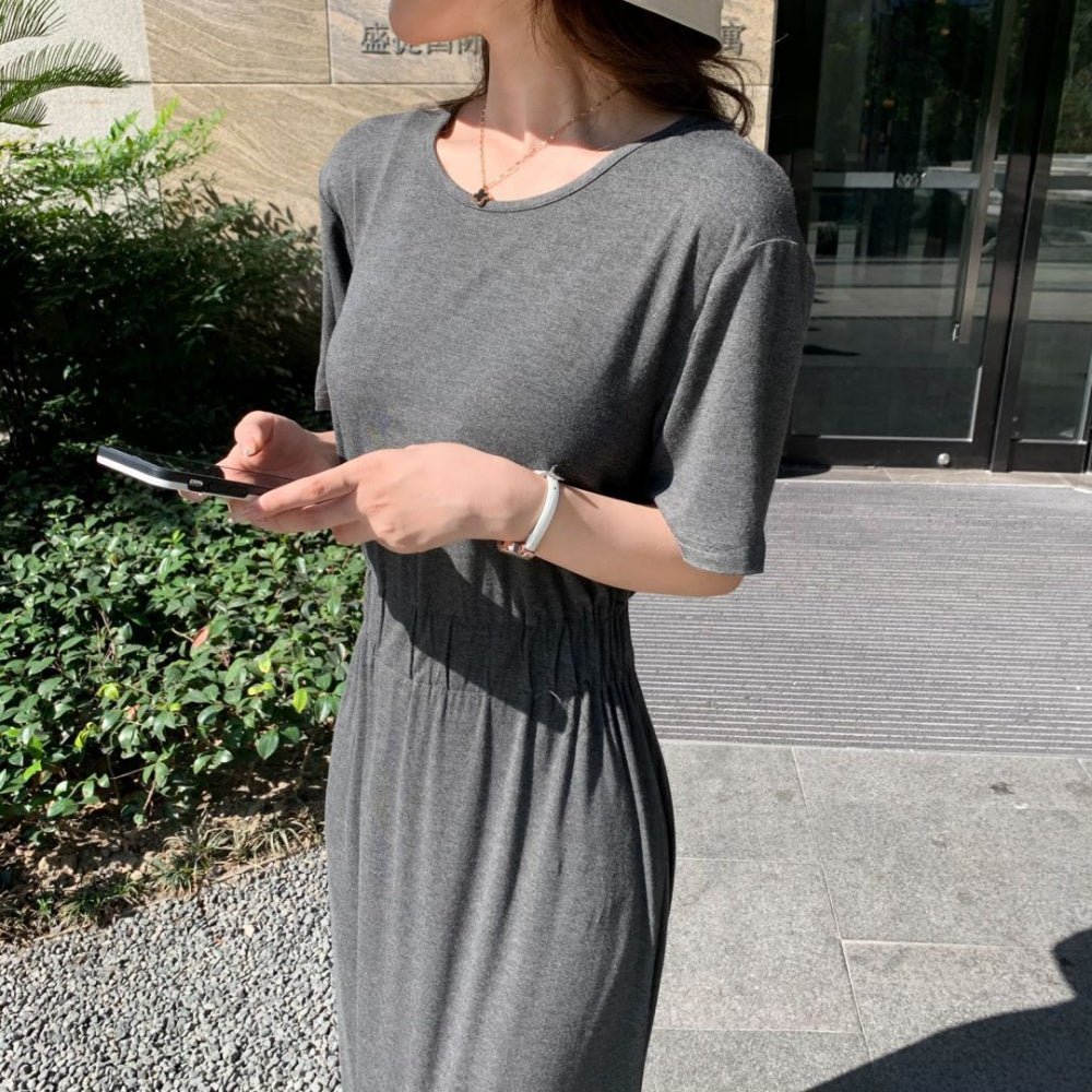 ウエストギャザーロングワンピース|オフィスカジュアル レディース 通販【ミレジェネ】