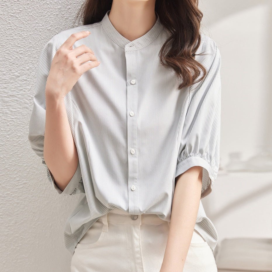 ストライプバンドカラーブラウス|オフィスカジュアル レディース 通販【ミレジェネ】