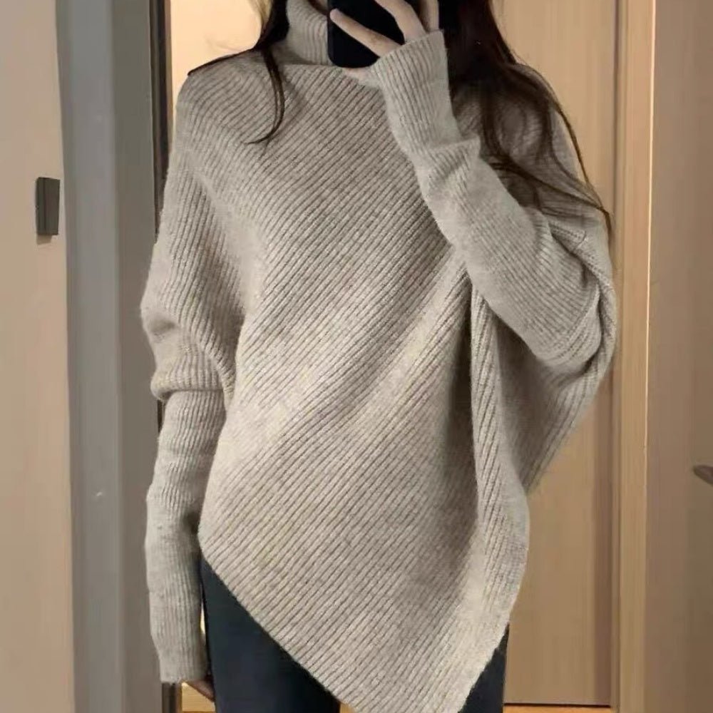 ハイネックアシンメトリーニット|オフィスカジュアル レディース 通販 Millennial Generation【ミレジェネ】