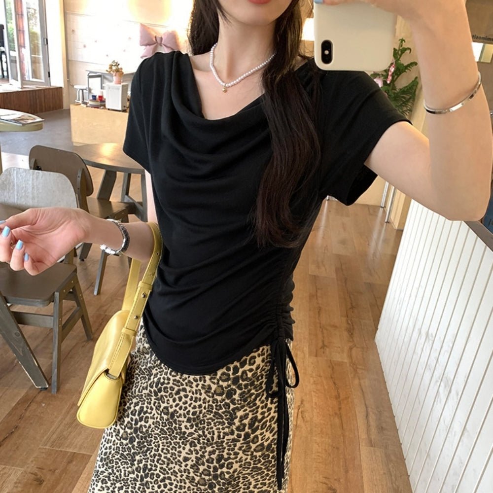 ドレープネックサイドドロストTシャツ|オフィスカジュアル レディース 通販【ミレジェネ】