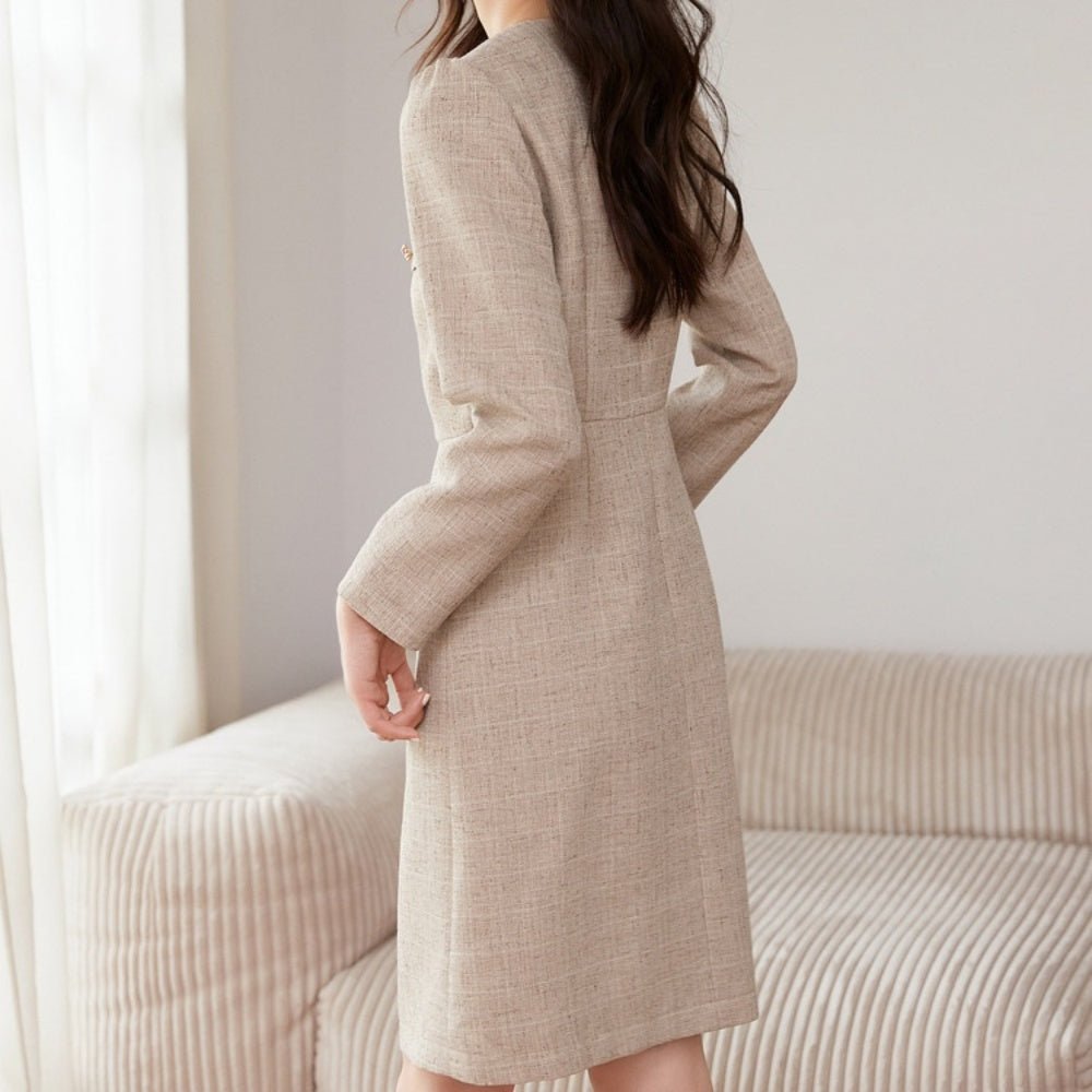 ノーカラーツイードワンピース|オフィスカジュアル レディース 通販 Millennial Generation【ミレジェネ】