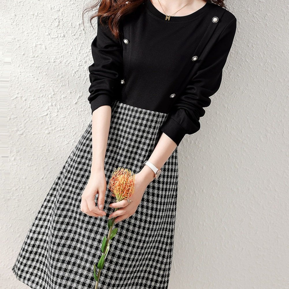 チェック柄ドッキングワンピース|オフィスカジュアル レディース 通販【ミレジェネ】