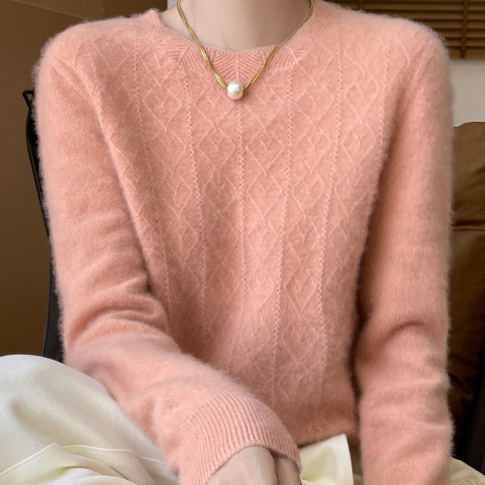 ラウンドネックダイヤ模様ニット|オフィスカジュアル レディース 通販【ミレジェネ】