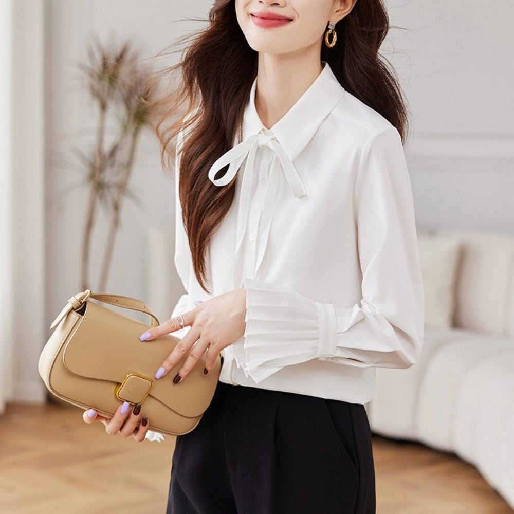 袖フレアリボンブラウス|オフィスカジュアル レディース 通販【ミレジェネ】