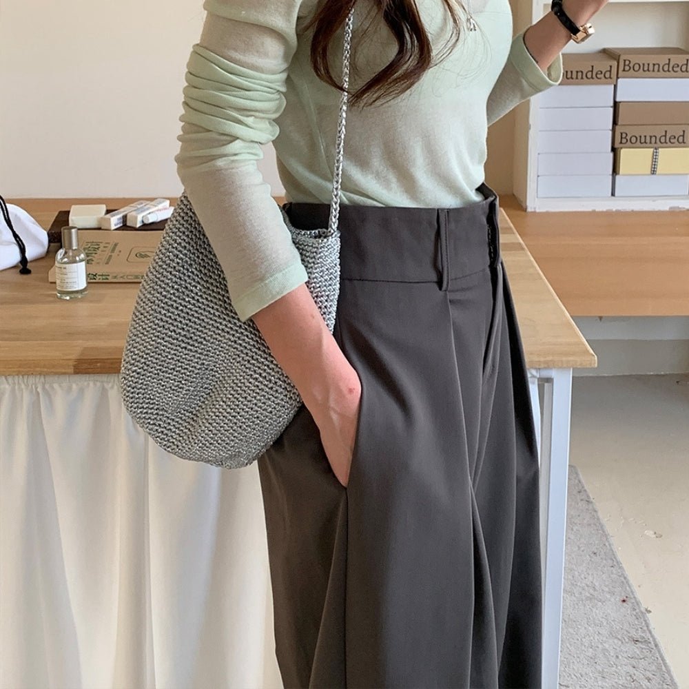 フロントワイドタックハイウエストパンツ|オフィスカジュアル レディース 通販【ミレジェネ】