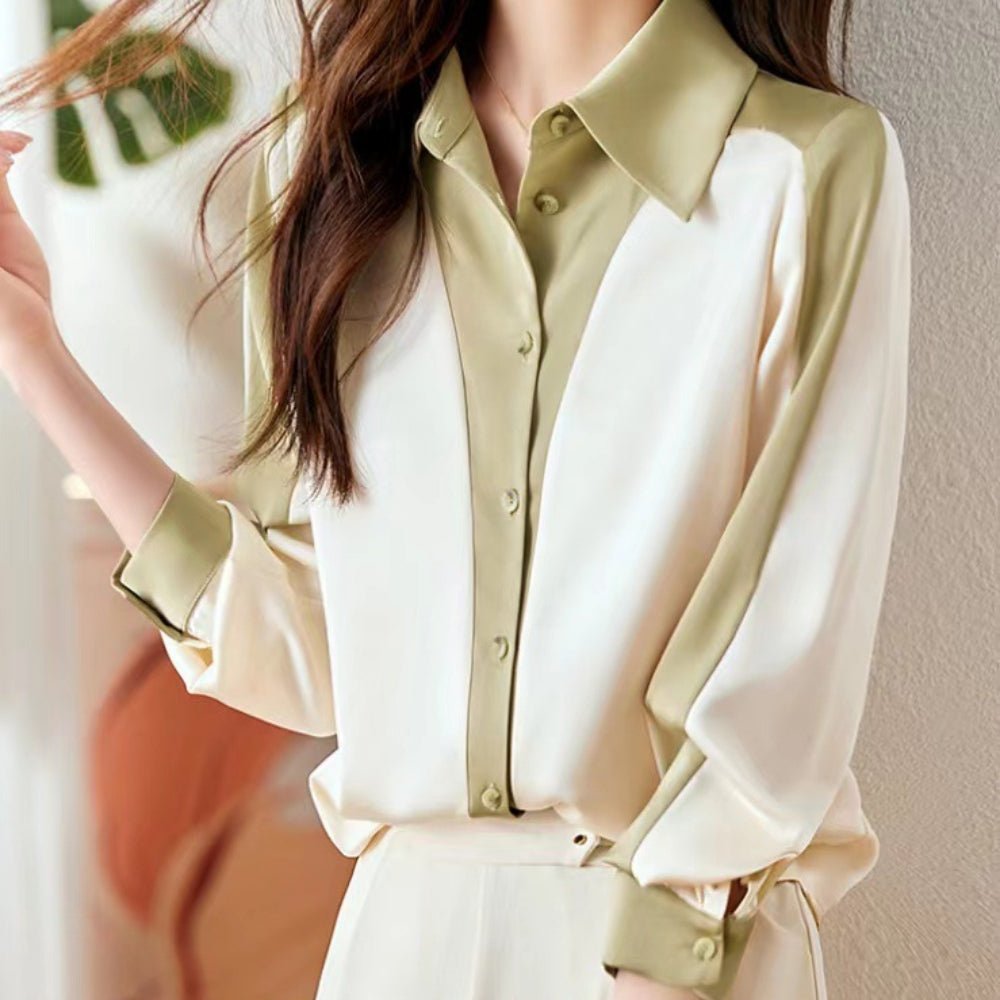 レギュラーカラー配色シャツ|オフィスカジュアル レディース 通販【ミレジェネ】