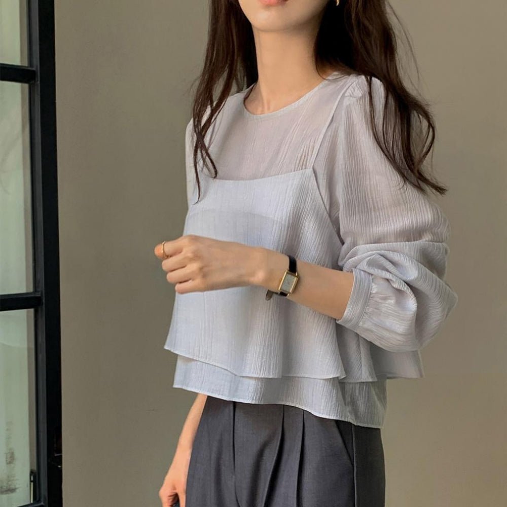 同素材キャミ付きブラウスアンサンブル|オフィスカジュアル レディース 通販【ミレジェネ】