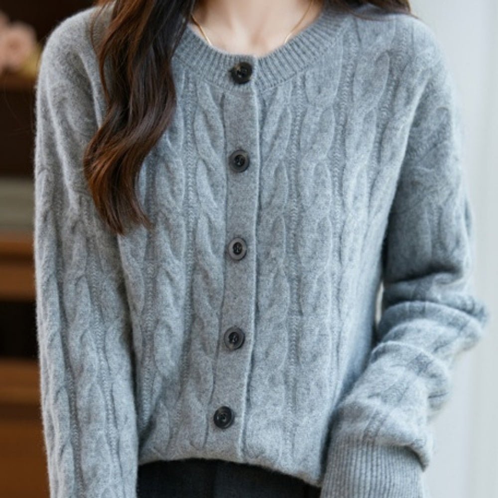 ウールケーブルニットカーディガン|オフィスカジュアル レディース 通販【ミレジェネ】