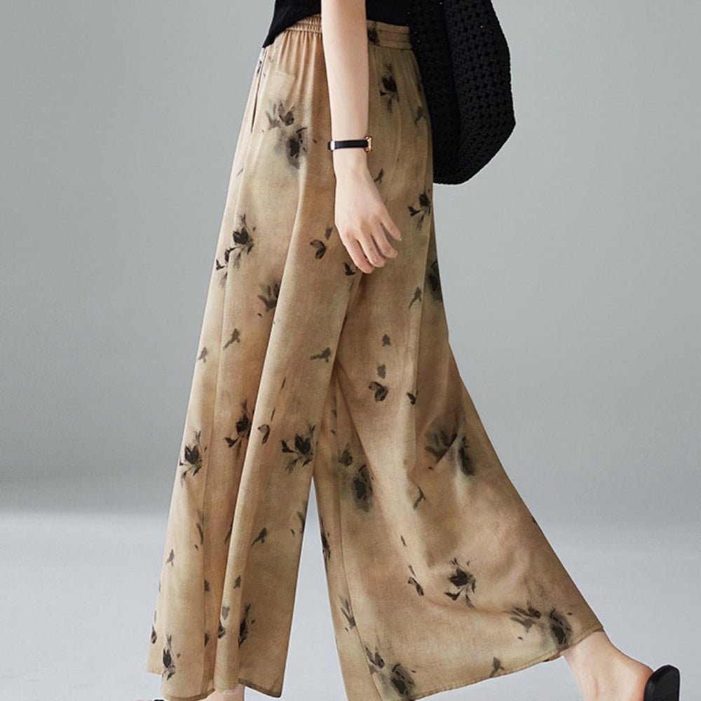 ウエストシャーリングリーフ柄パンツ|オフィスカジュアル レディース 通販【ミレジェネ】