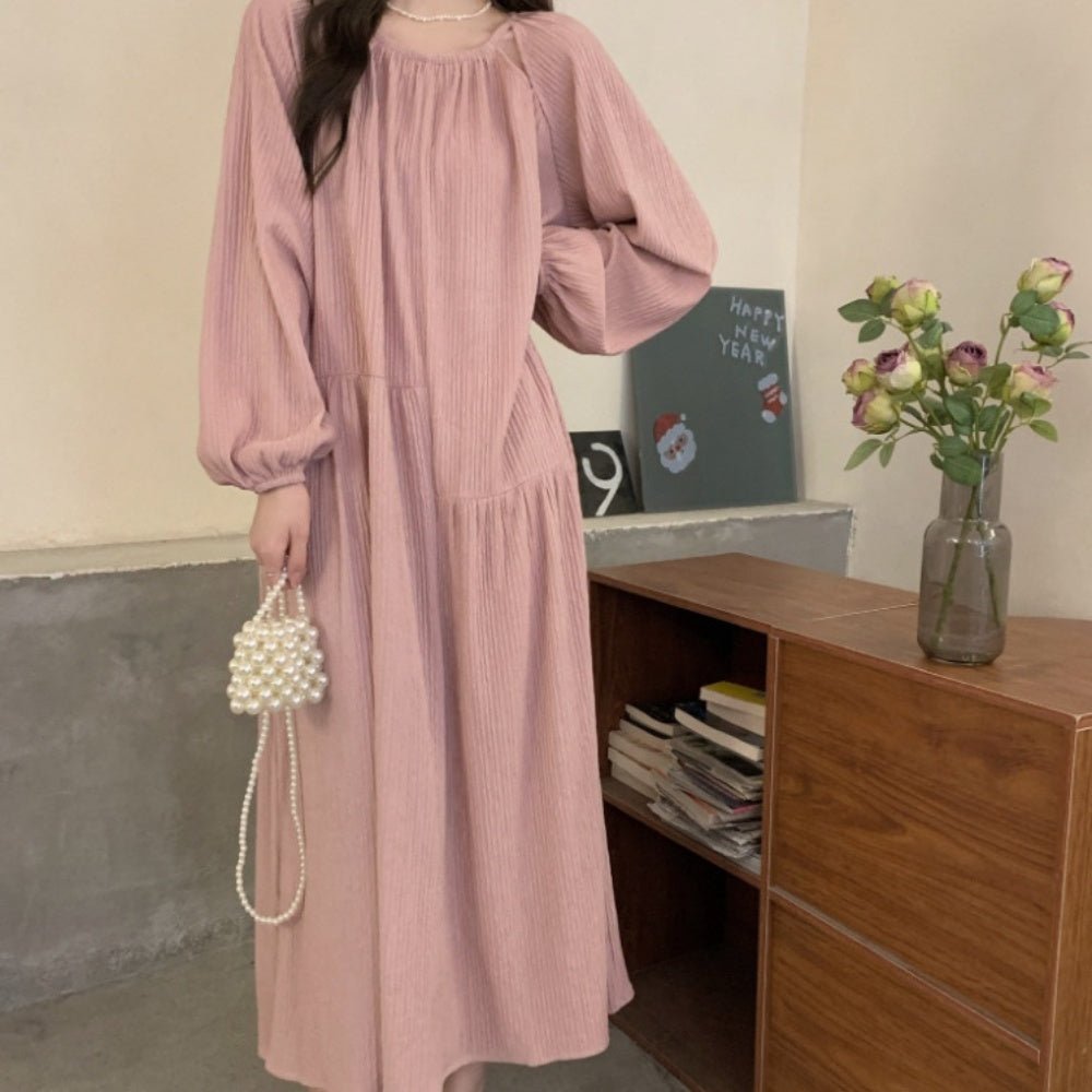 プリーツ加工長袖ワンピース|オフィスカジュアル レディース 通販【ミレジェネ】