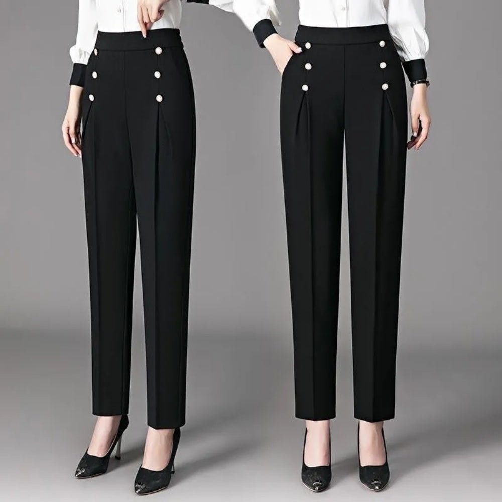 フロントボタンハイウエストタックパンツ|オフィスカジュアル レディース 通販 Millennial Generation【ミレジェネ】