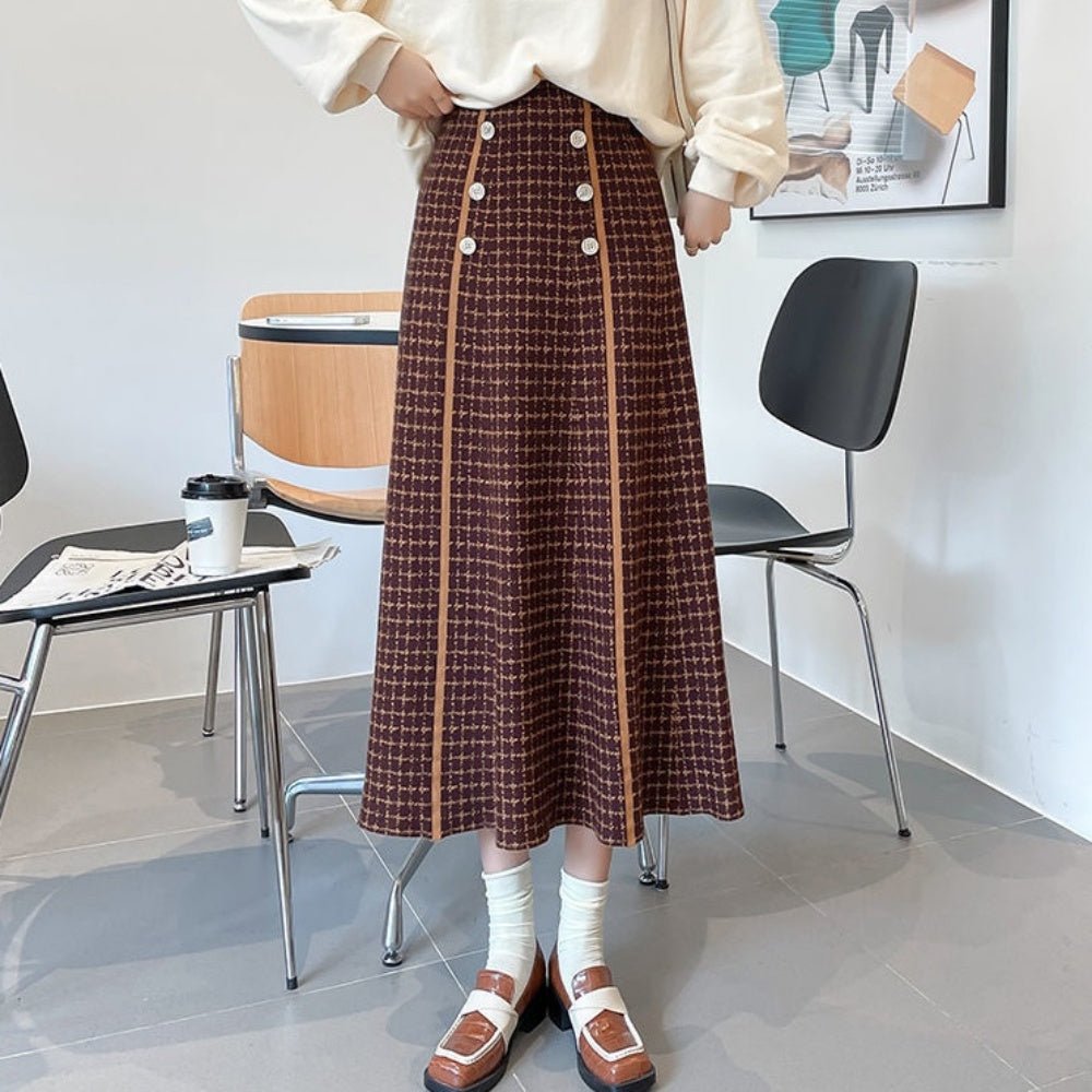 ライン入チェックスカート|オフィスカジュアル レディース 通販【ミレジェネ】