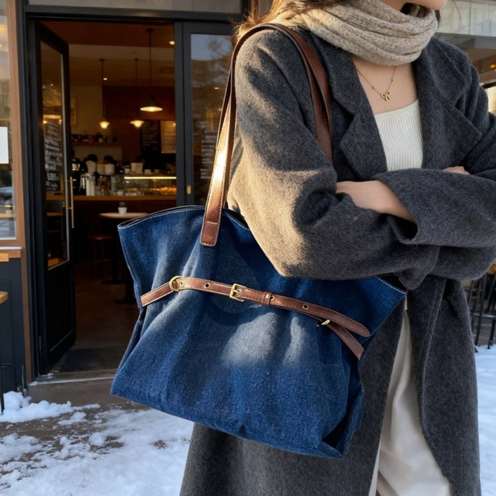デニム地革ベルトトートショルダー|オフィスカジュアル レディース 通販【ミレジェネ】