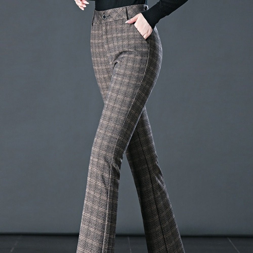 チェック柄フレアパンツ|オフィスカジュアル レディース 通販【ミレジェネ】
