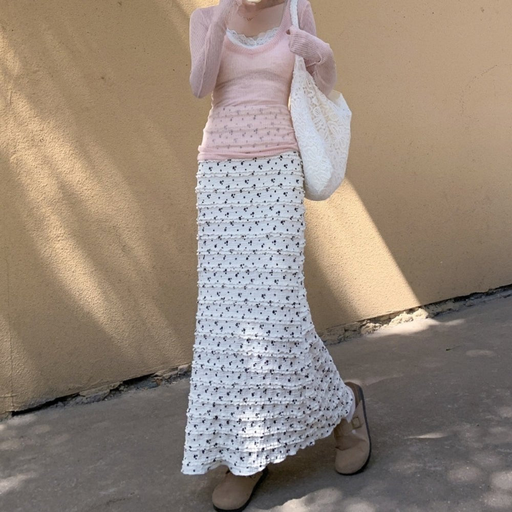 小花柄フリルマーメイドスカート|オフィスカジュアル レディース 通販【ミレジェネ】