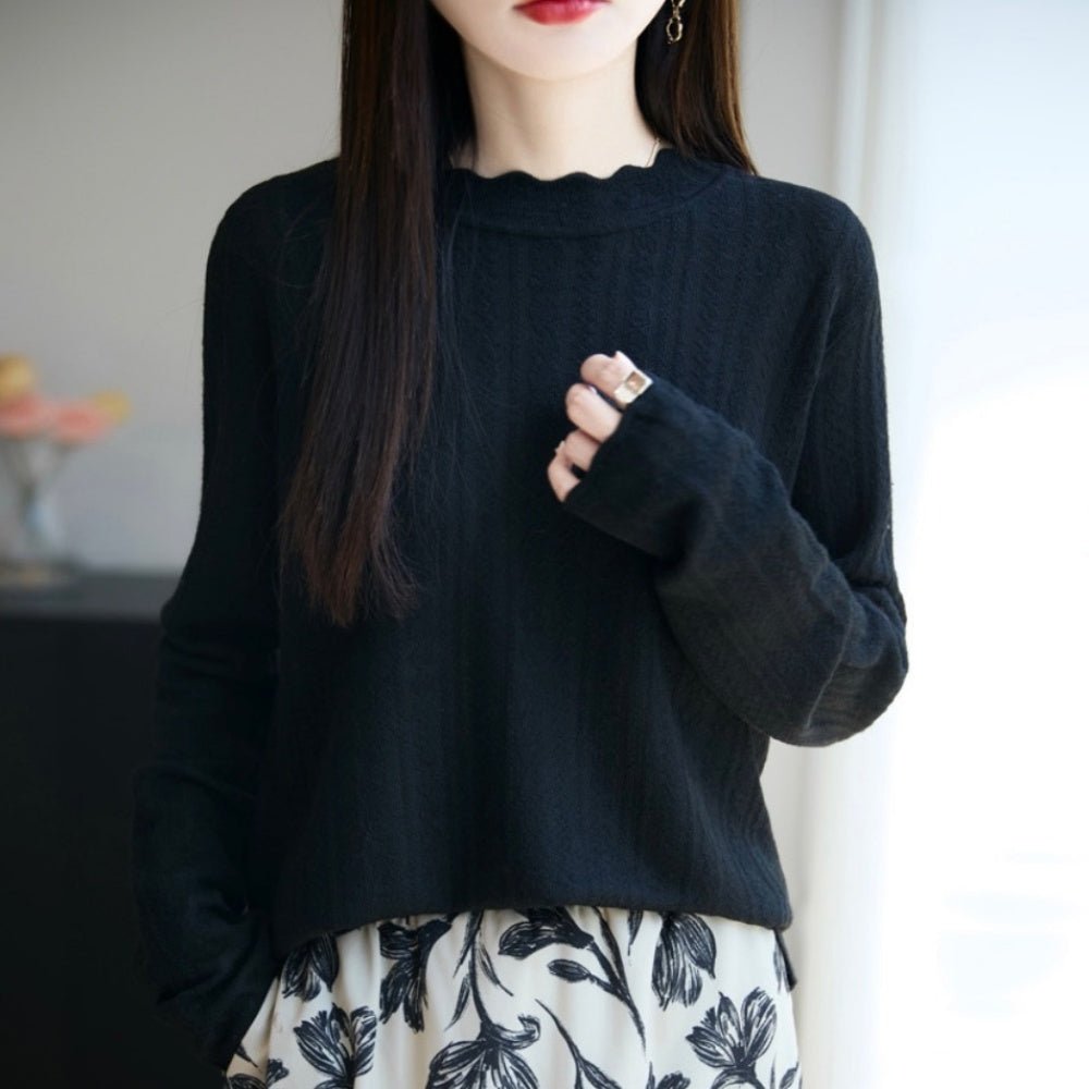 ハーフネックレース編み薄ニット|オフィスカジュアル レディース 通販【ミレジェネ】