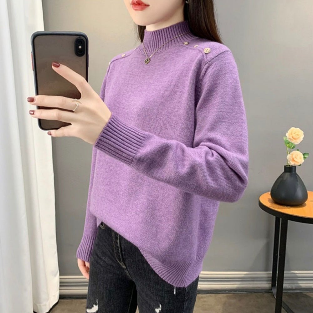 ショルダーボタンハイネックニットセーター|オフィスカジュアル レディース 通販 Millennial Generation【ミレジェネ】