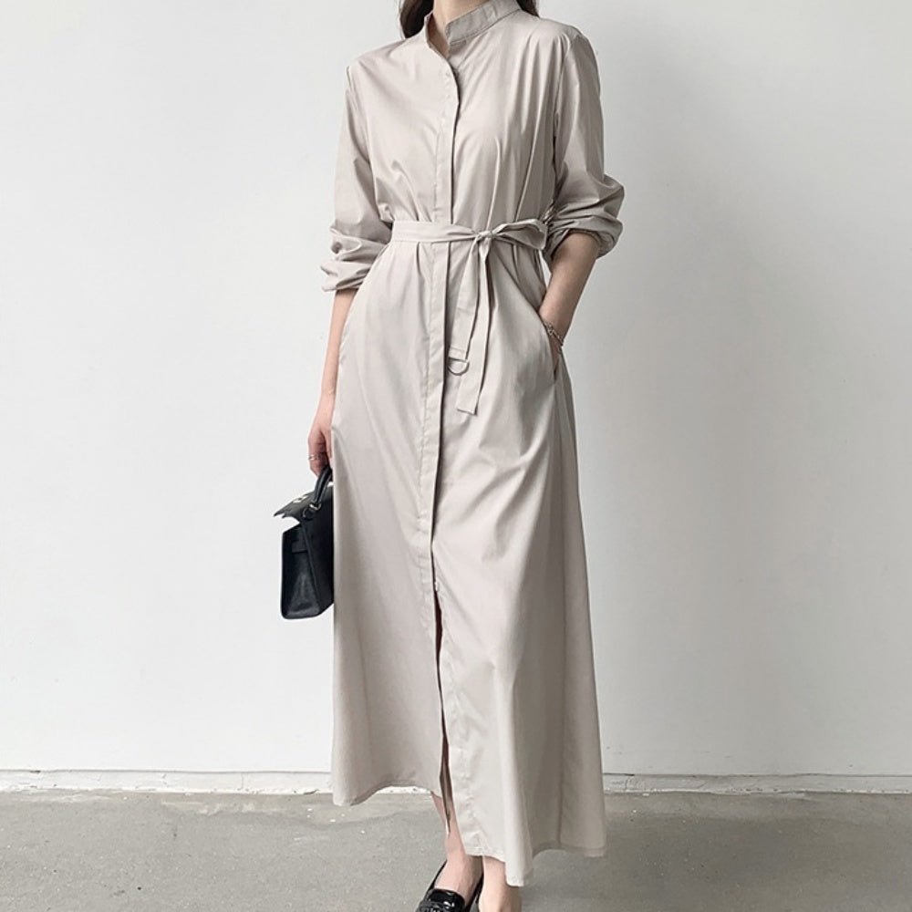 ウエストマークノーカラーシャツワンピ|オフィスカジュアル レディース 通販 Millennial Generation【ミレジェネ】