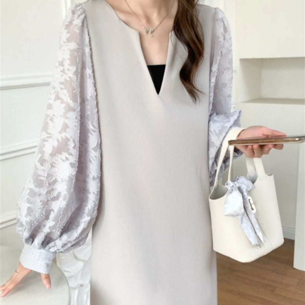 バルーンスリーブストレートラインワンピース|オフィスカジュアル レディース 通販【ミレジェネ】