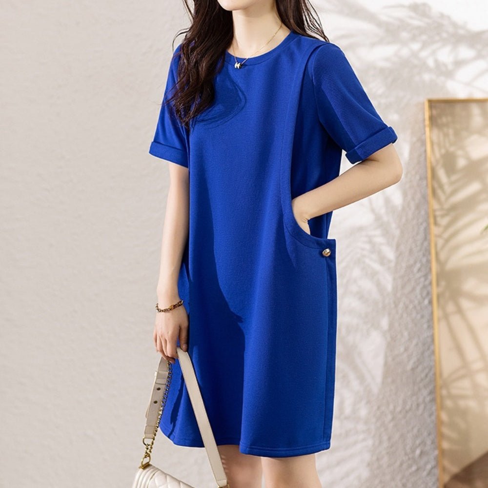 ラウンドカラー半袖ワンピース|オフィスカジュアル レディース 通販【ミレジェネ】