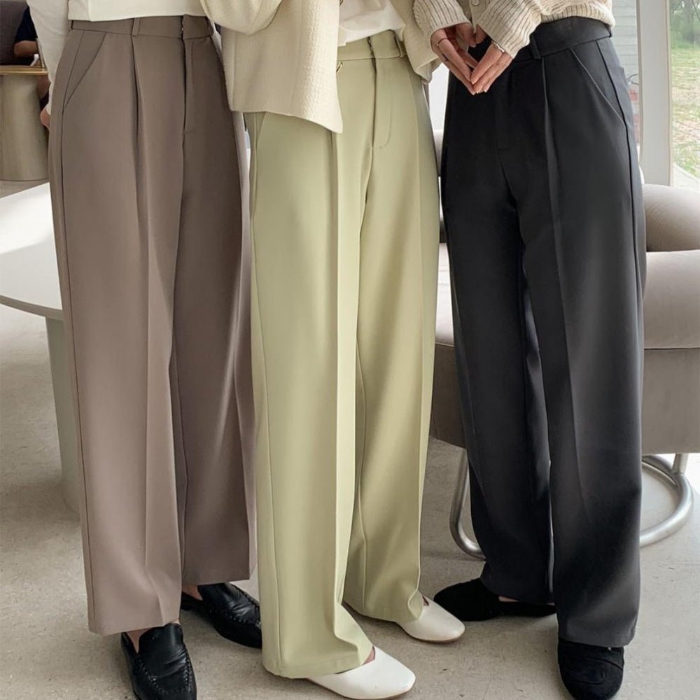 オフィスカジュアル 秋 センタープレスワイドパンツ ミレジェネ