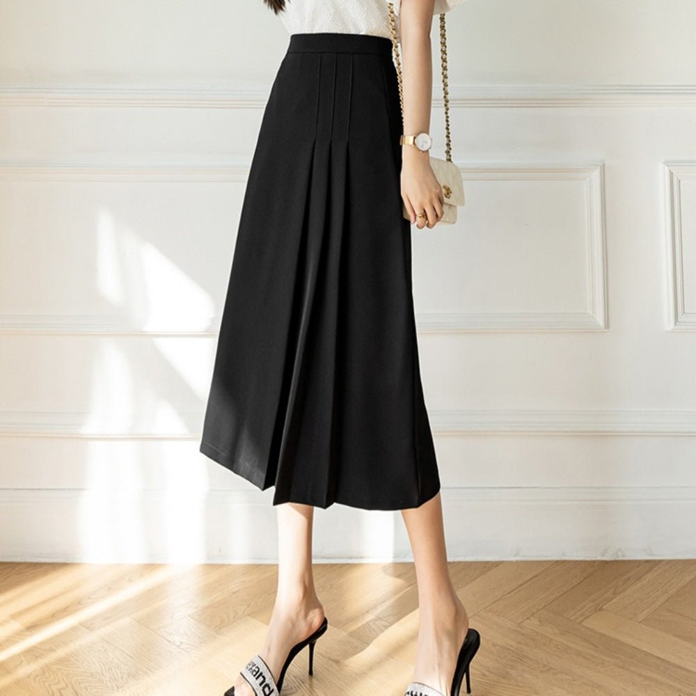 プリーツラインロングスカート|オフィスカジュアル レディース 通販【ミレジェネ】