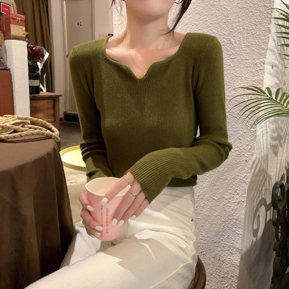 キーネックリブニット|オフィスカジュアル レディース 通販【ミレジェネ】