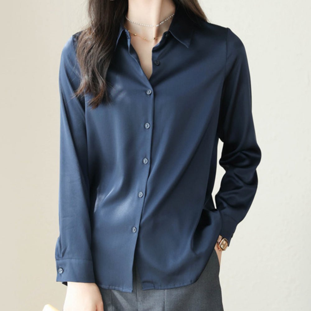 シンプルサテンブラウス|オフィスカジュアル レディース 通販【ミレジェネ】