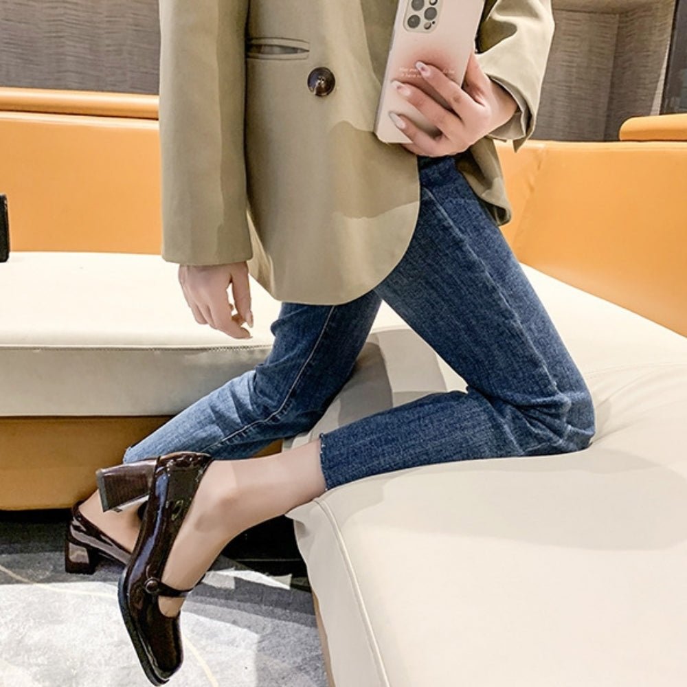 アッパーストラップスクエアトゥパンプス|オフィスカジュアル レディース 通販【ミレジェネ】