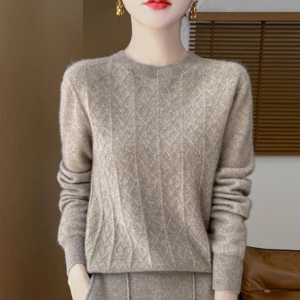 ラウンドネックダイヤ模様ニット|オフィスカジュアル レディース 通販【ミレジェネ】