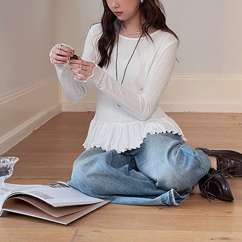 裾フリルカットソートップス|オフィスカジュアル レディース 通販【ミレジェネ】