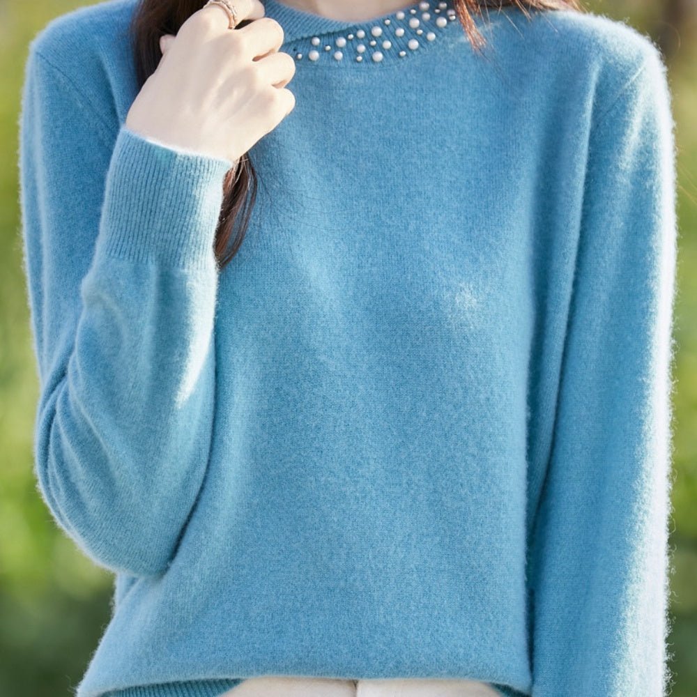 パールビジュー付ニットセーター|オフィスカジュアル レディース 通販【ミレジェネ】