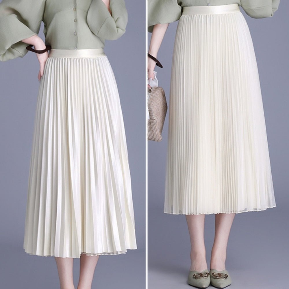ミモレ丈シフォンプリーツスカート|オフィスカジュアル レディース 通販【ミレジェネ】