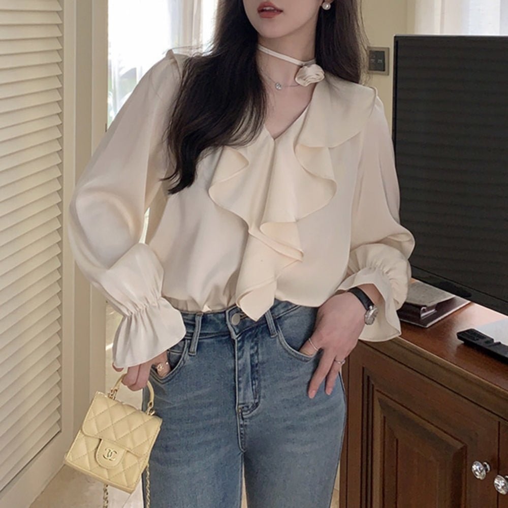 ラッフルフリルブラウス|オフィスカジュアル レディース 通販【ミレジェネ】