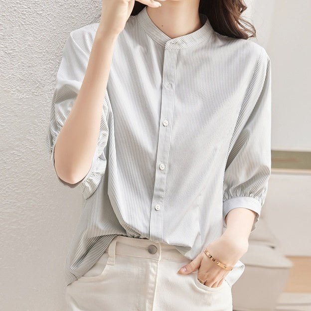 ストライプバンドカラーブラウス|オフィスカジュアル レディース 通販【ミレジェネ】