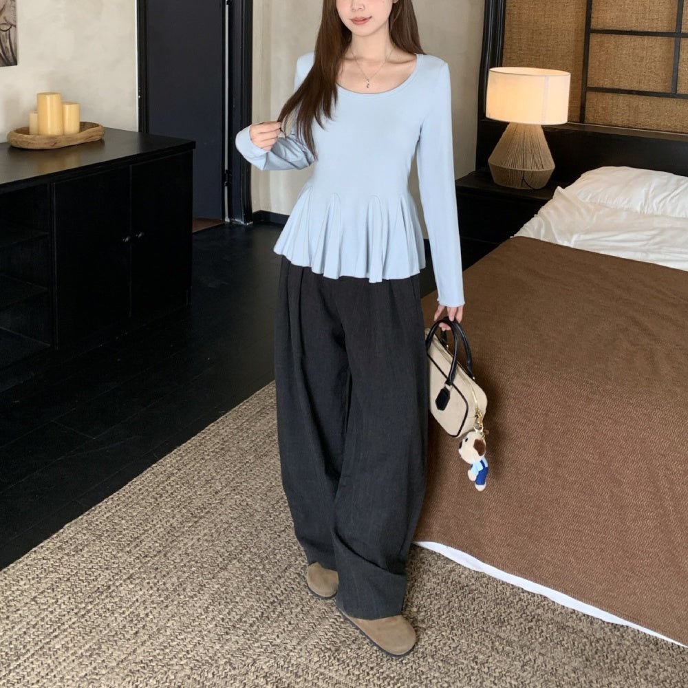 ペプラムリブカットソートップス|オフィスカジュアル レディース 通販【ミレジェネ】