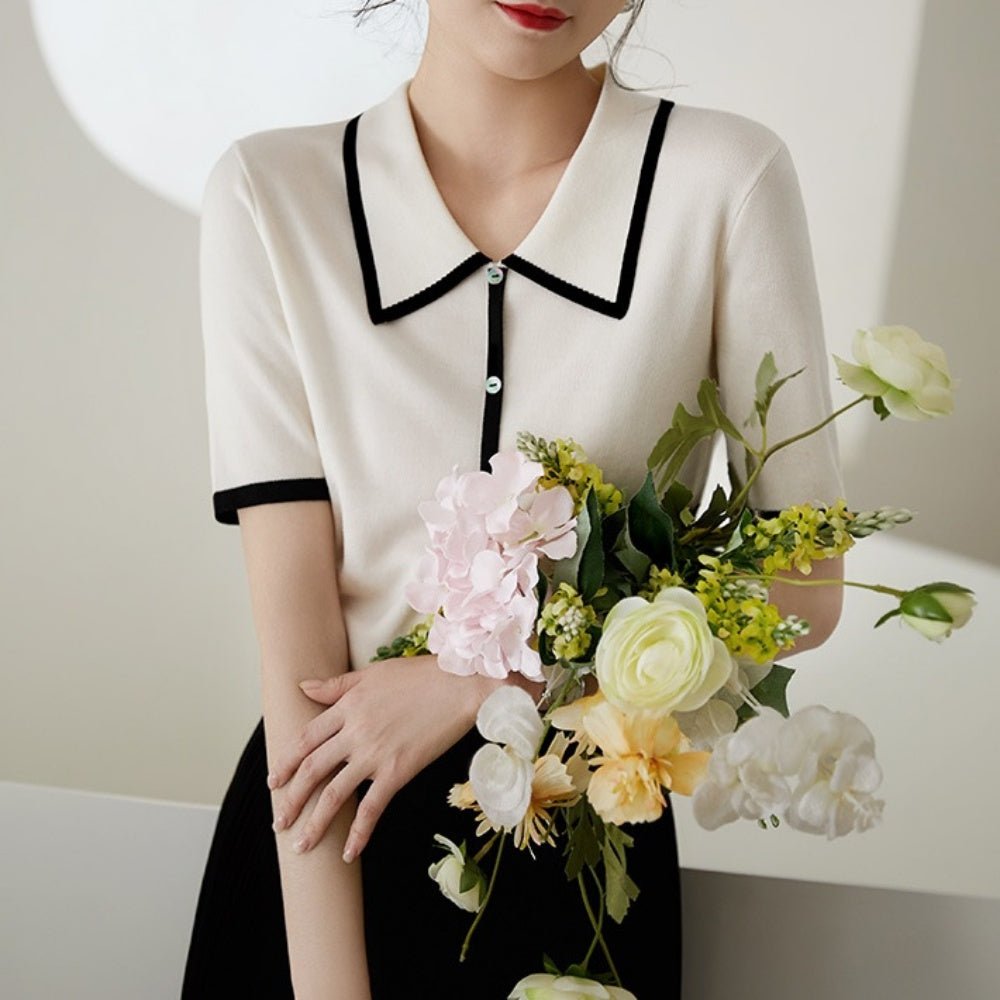 バイカラー半袖ニット|オフィスカジュアル レディース 通販【ミレジェネ】