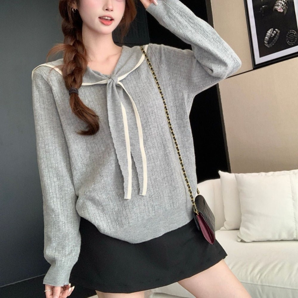 セーラーカラー配色ニット|オフィスカジュアル レディース 通販【ミレジェネ】