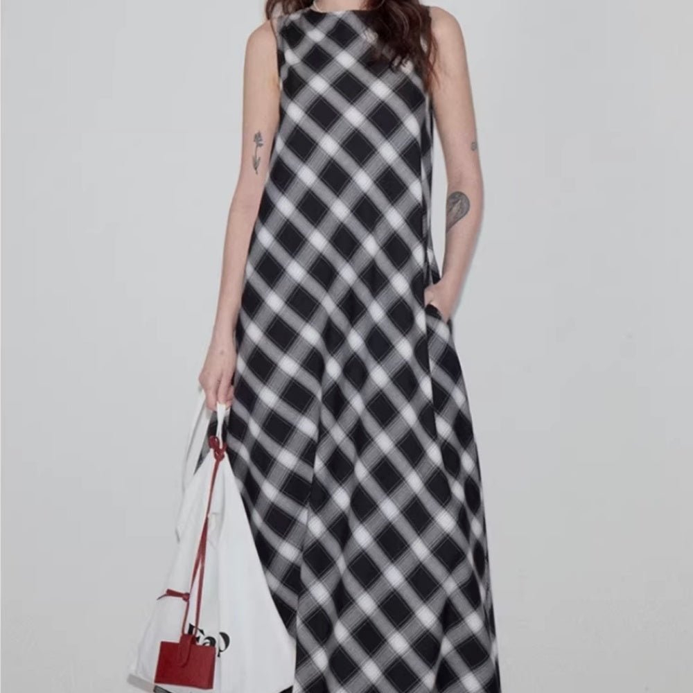 チェック柄リラックスワンピース|オフィスカジュアル レディース 通販【ミレジェネ】