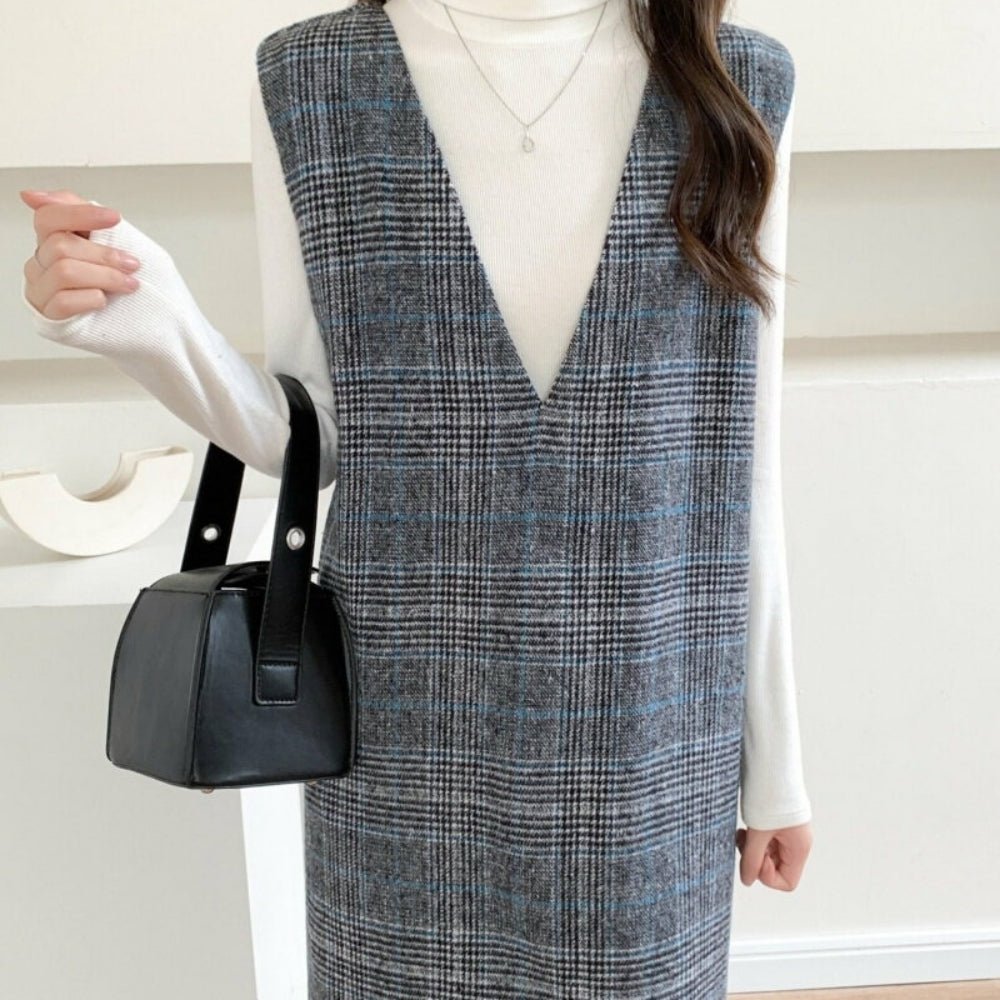 チェック柄ロングジャンパースカート|オフィスカジュアル レディース 通販【ミレジェネ】