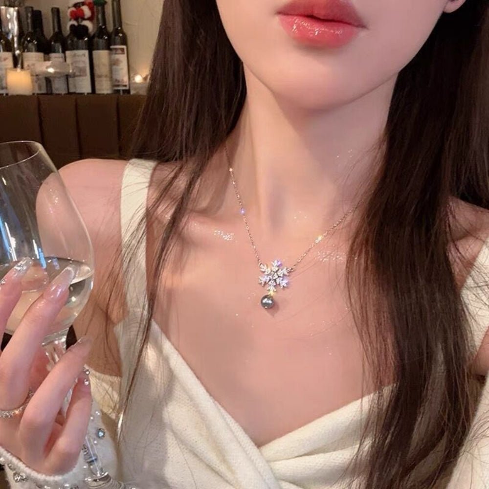 スノーフレークドロップパールネックレス|オフィスカジュアル レディース 通販【ミレジェネ】