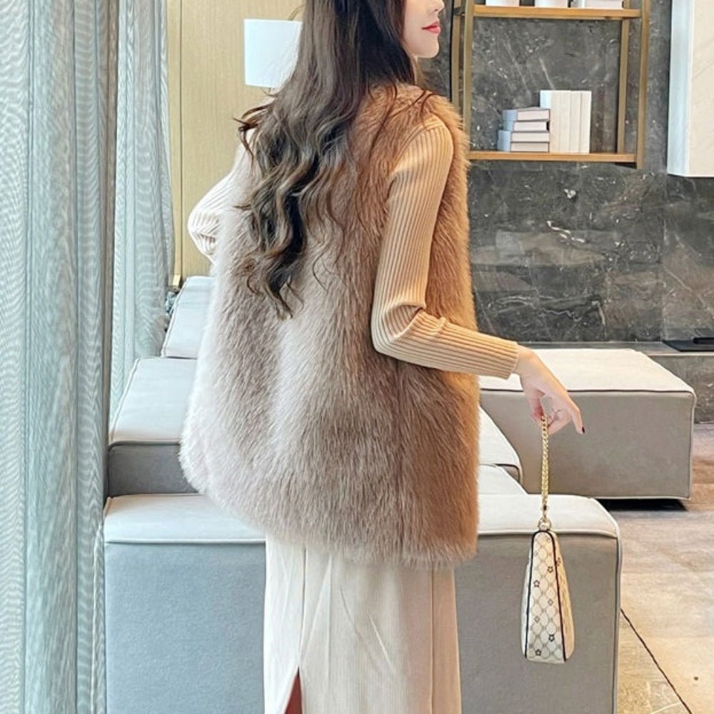 ミドル丈フェイクファーベスト|オフィスカジュアル レディース 通販【ミレジェネ】