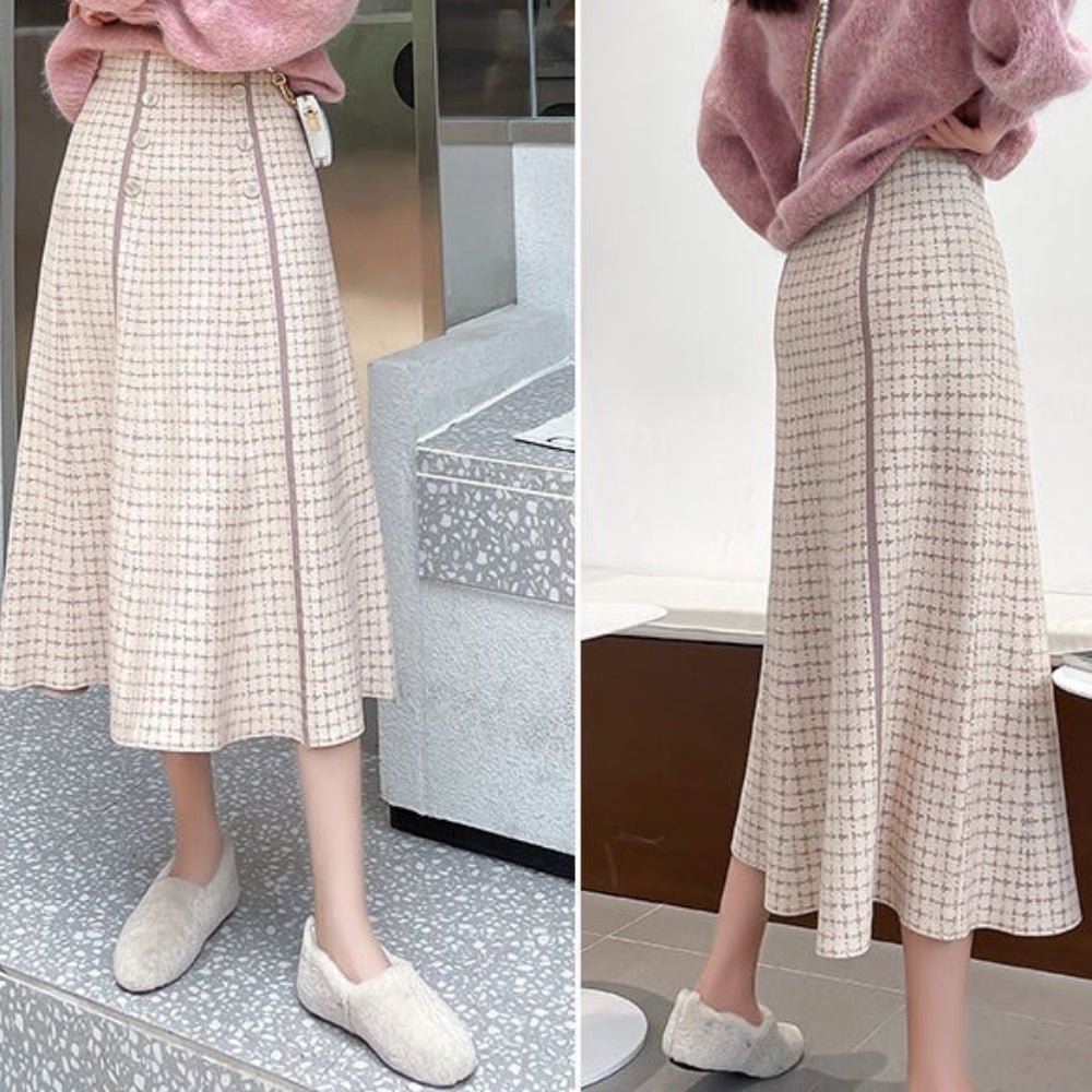 ライン入チェックスカート|オフィスカジュアル レディース 通販【ミレジェネ】