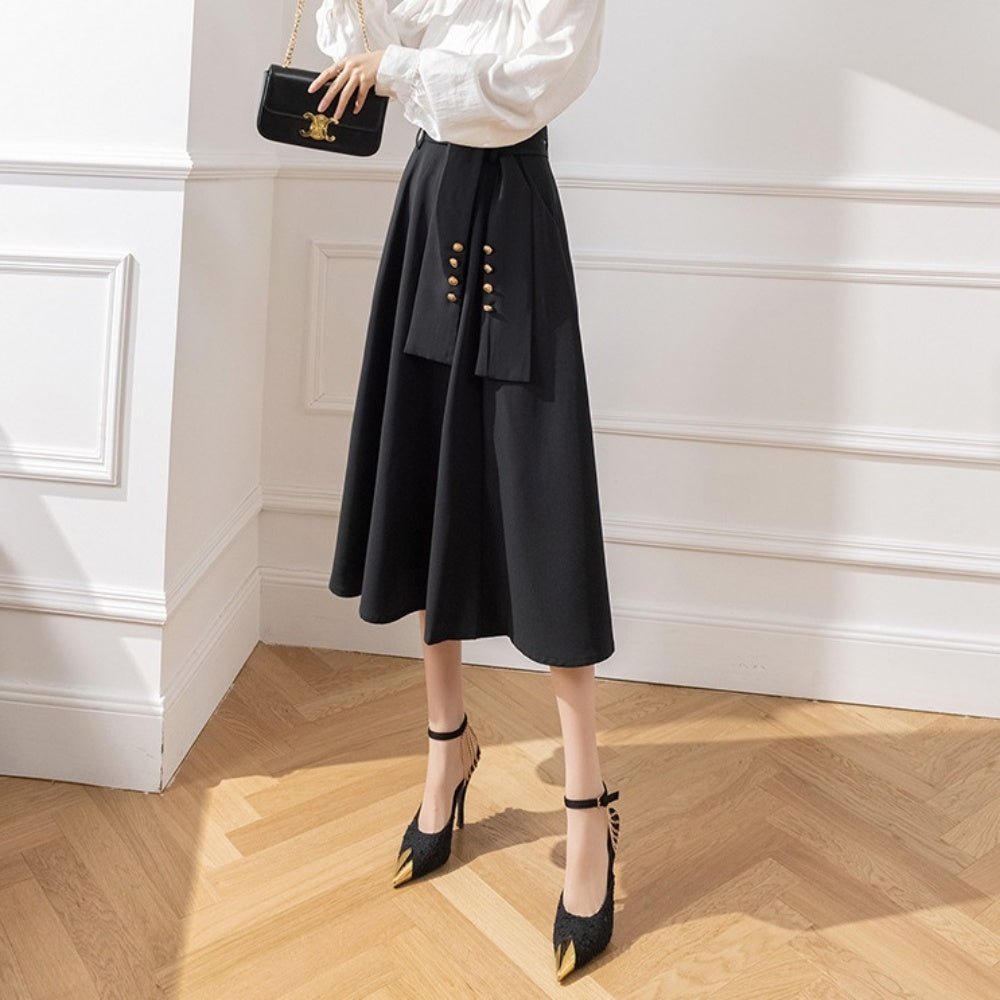 ウエストリボンフレアスカート|オフィスカジュアル レディース 通販【ミレジェネ】