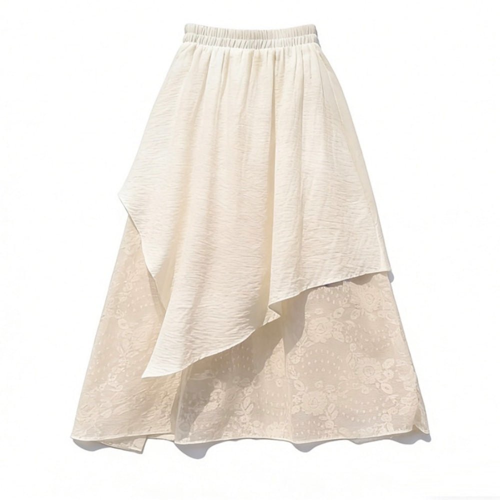 レースレイヤーイレヘムフレアスカート|オフィスカジュアル レディース 通販【ミレジェネ】